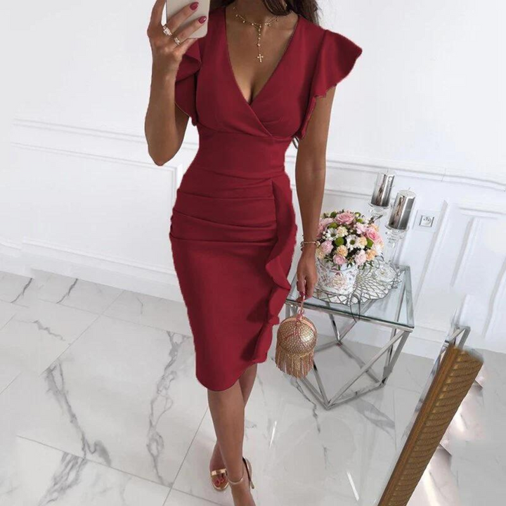 Levoire | Robe avec décolleté en V Rouge Foncé