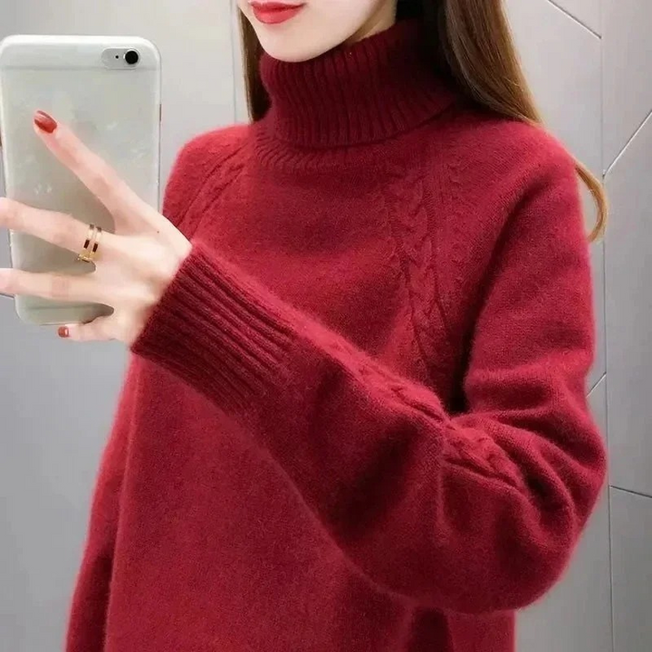 Levoire | Pull à col montant Pull Femme Détails du motif en cable Rot