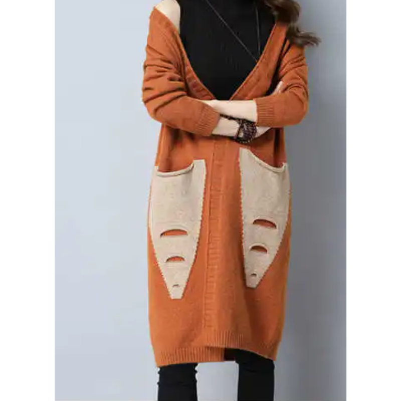 Levoire | Gilet femme ouvert à poches et manches longues Orangé-bronze