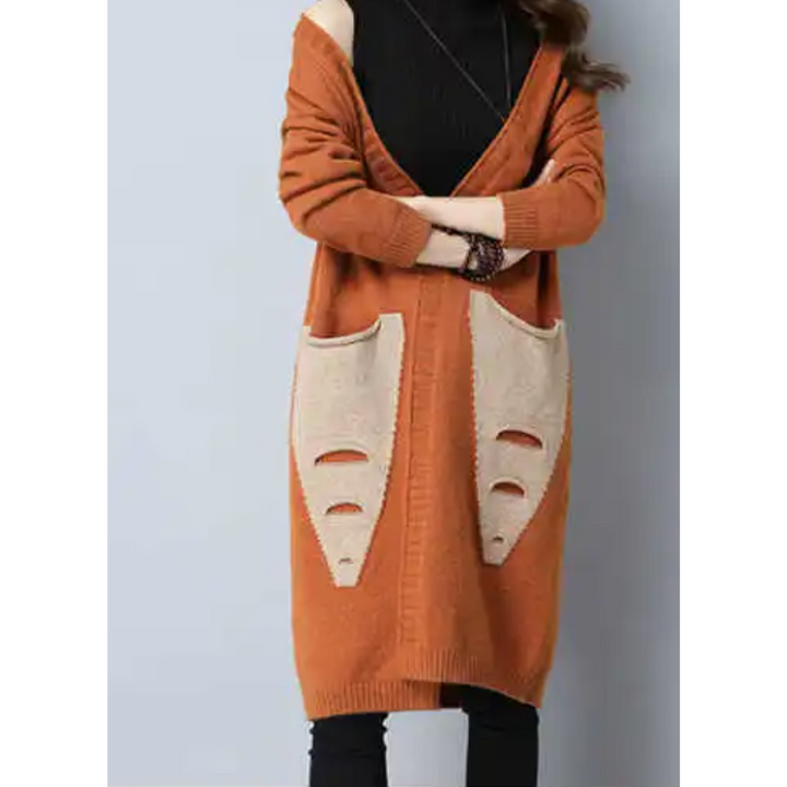 Levoire | Gilet femme ouvert à poches et manches longues Orangé-bronze