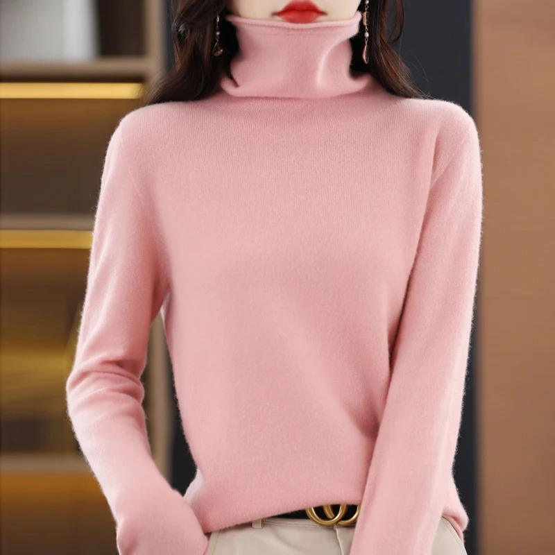 Levoire | Luxe Cachemire Pull Femme Doux Col Montant, Chaud & Élégant Rosa
