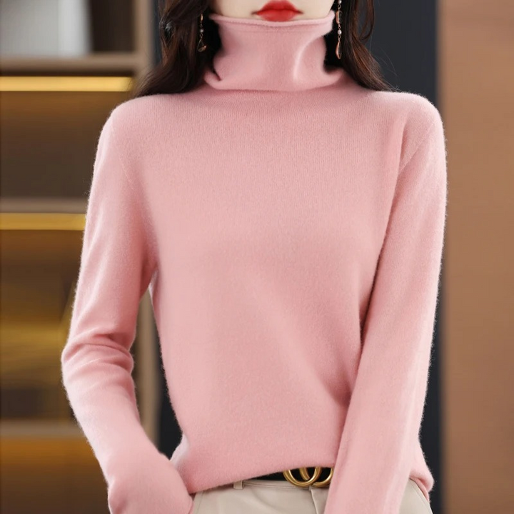 Levoire | Luxe Cachemire Pull Femme Doux Col Montant, Chaud & Élégant Rosa