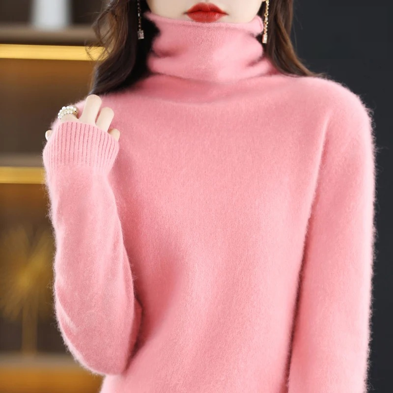 Levoire | Pull à col roulé en cachemire pour femmes Doux pull avec col haut, Design chaud et luxueux Rosa