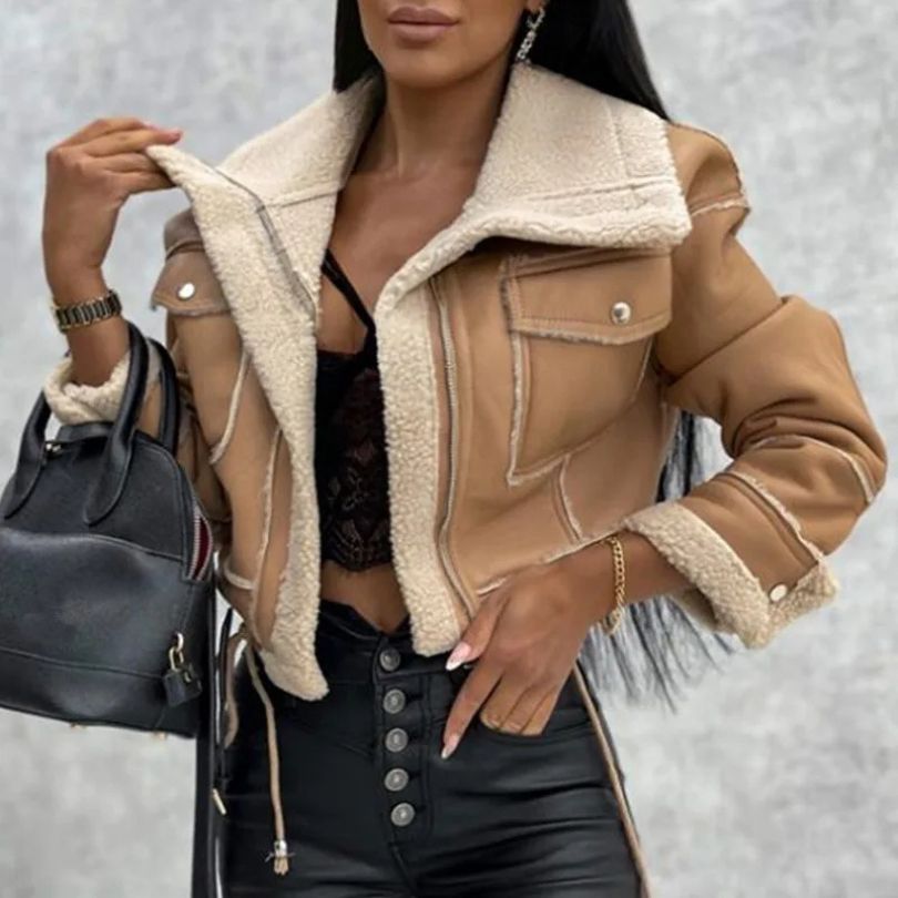 Levoire | Veste Longue à Manches Longues Chaleureuse avec Poches Kaki