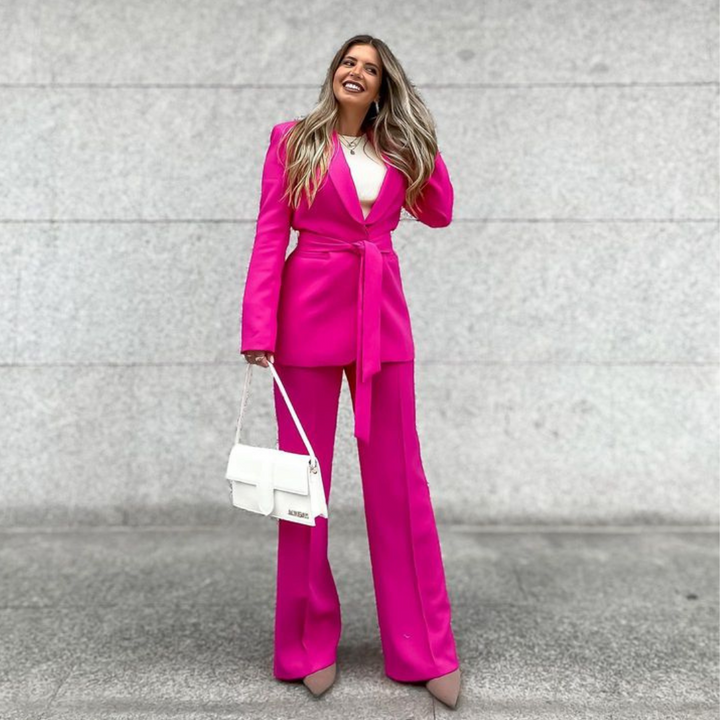 Levoire | Blazer Élegant Avec Ceinture Et Pantalon Assorti Rosa