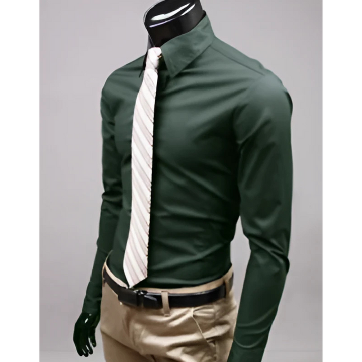Levoire | Blouse à manches longues Slim Fit avec fermeture à boutons Olive vert