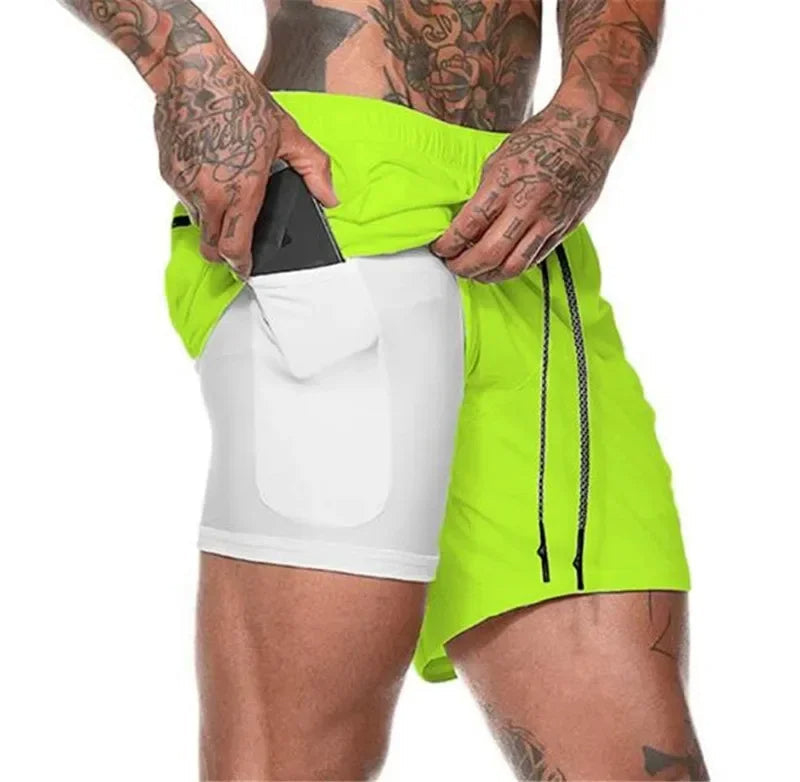 Levoire | 2 en 1 Shorts de sport pour hommes Vert clair