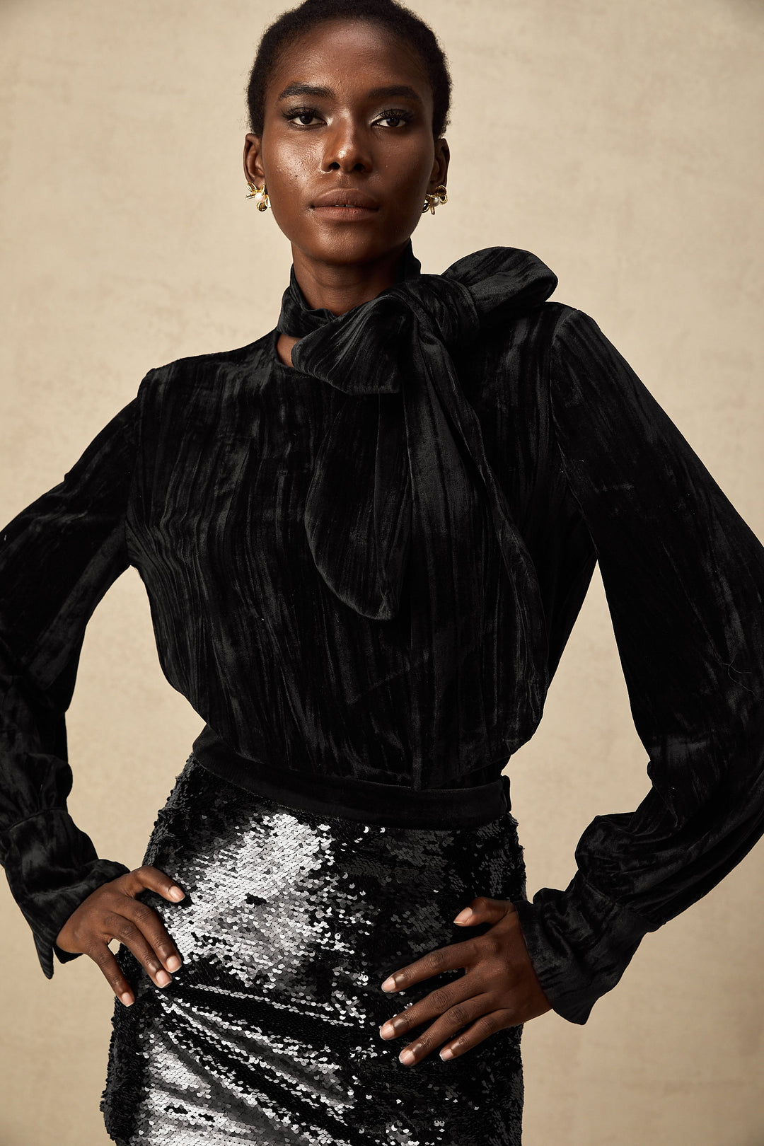 Levoire | Blouse En Velours Pailleté Et Jupe Ensemble Assorti
