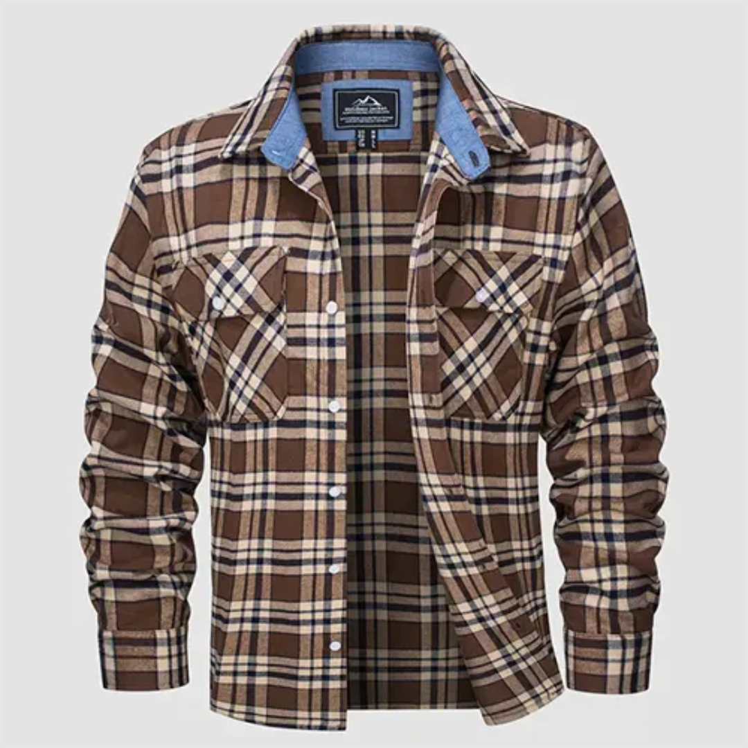 Levoire | Blouse à carreaux à manches longues Boutons en bas Braun