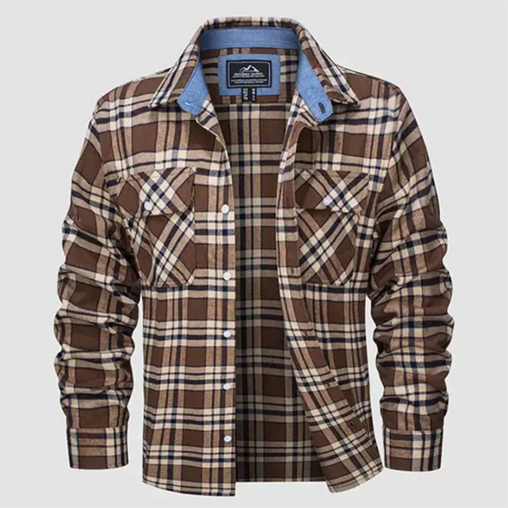 Levoire | Blouse à carreaux à manches longues Boutons en bas Braun
