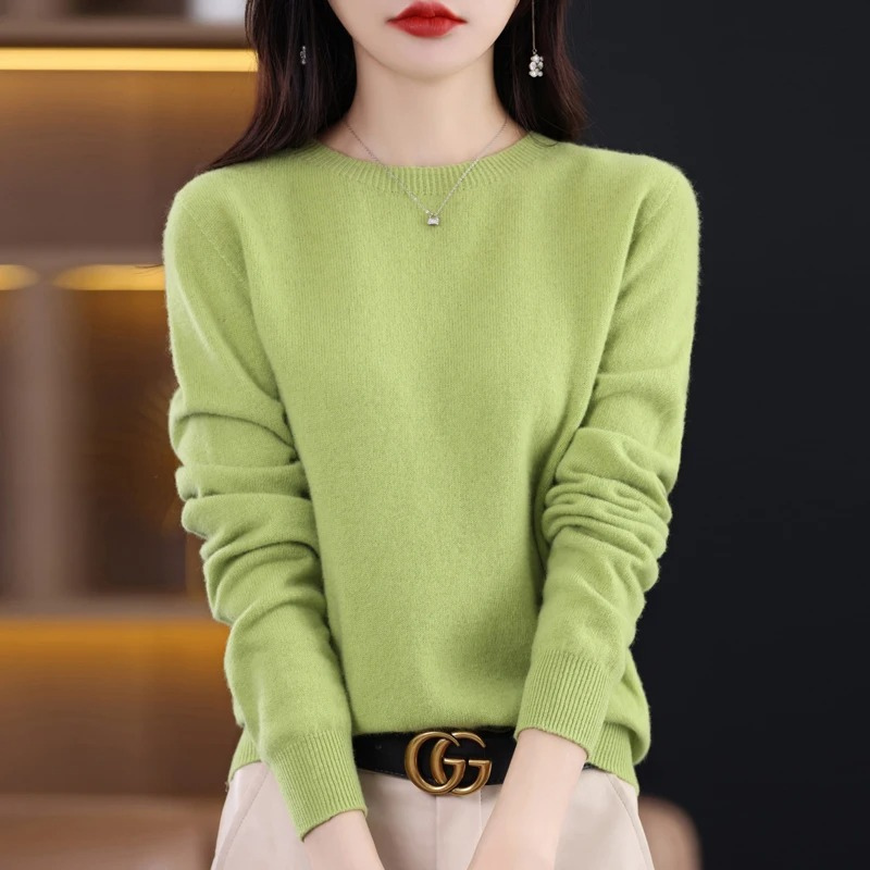 Levoire | Cachemire-pull Nuisettes Col Rond, Doux Luxe & Chaleur Vert clair