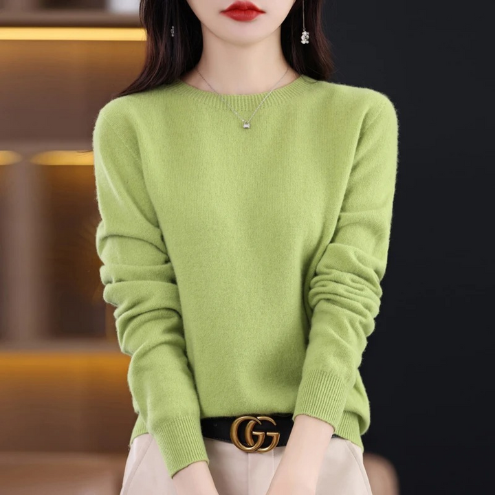Levoire | Cachemire-pull Nuisettes Col Rond, Doux Luxe & Chaleur Vert clair
