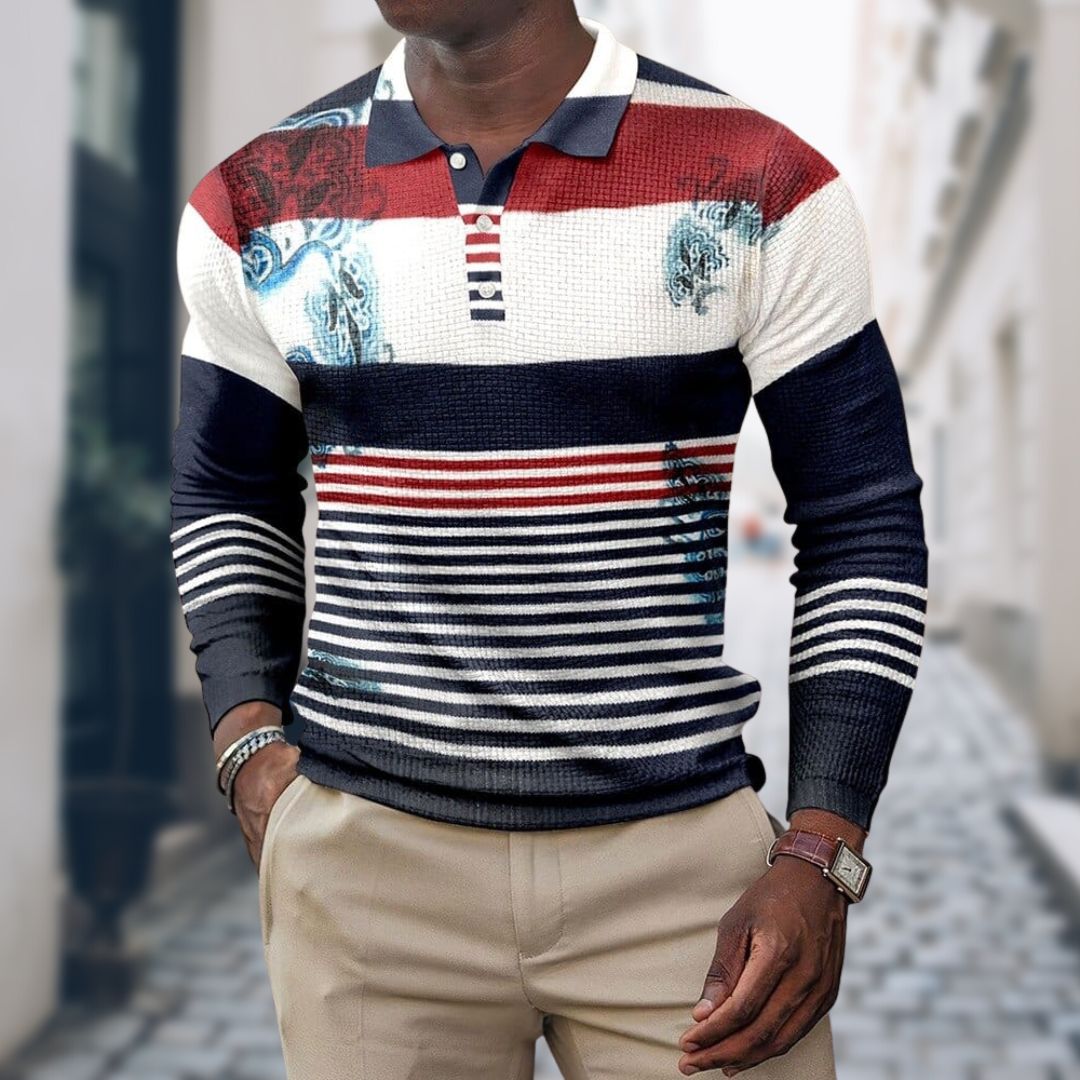 Levoire | Slim Fit Polo Pour Hommes À Mailles À Manches Longues Gris