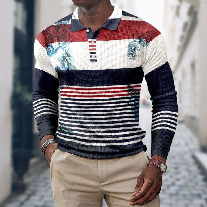 Levoire | Slim Fit Polo Pour Hommes À Mailles À Manches Longues Gris