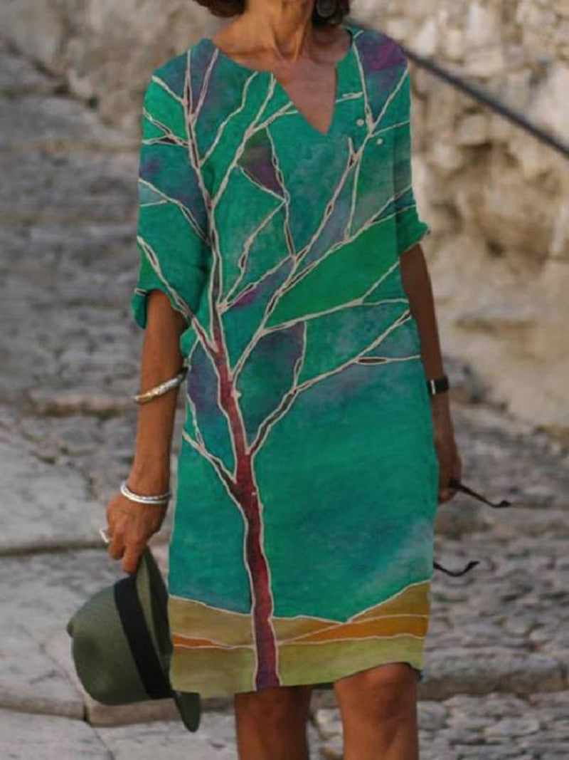 Levoire | Robe Élégante À Imprimé Fleuris Vert