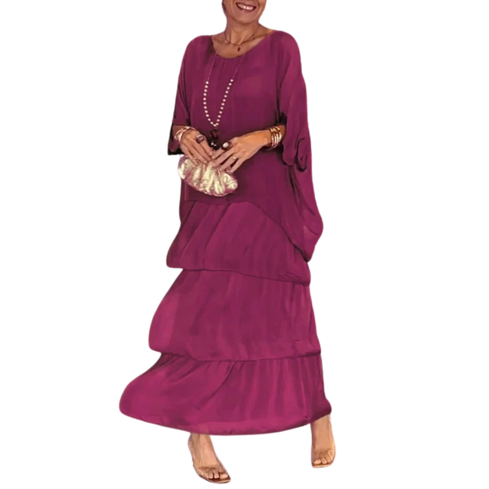 Levoire | Robe Maxi À Volants Pour Femmes Rouge foncé