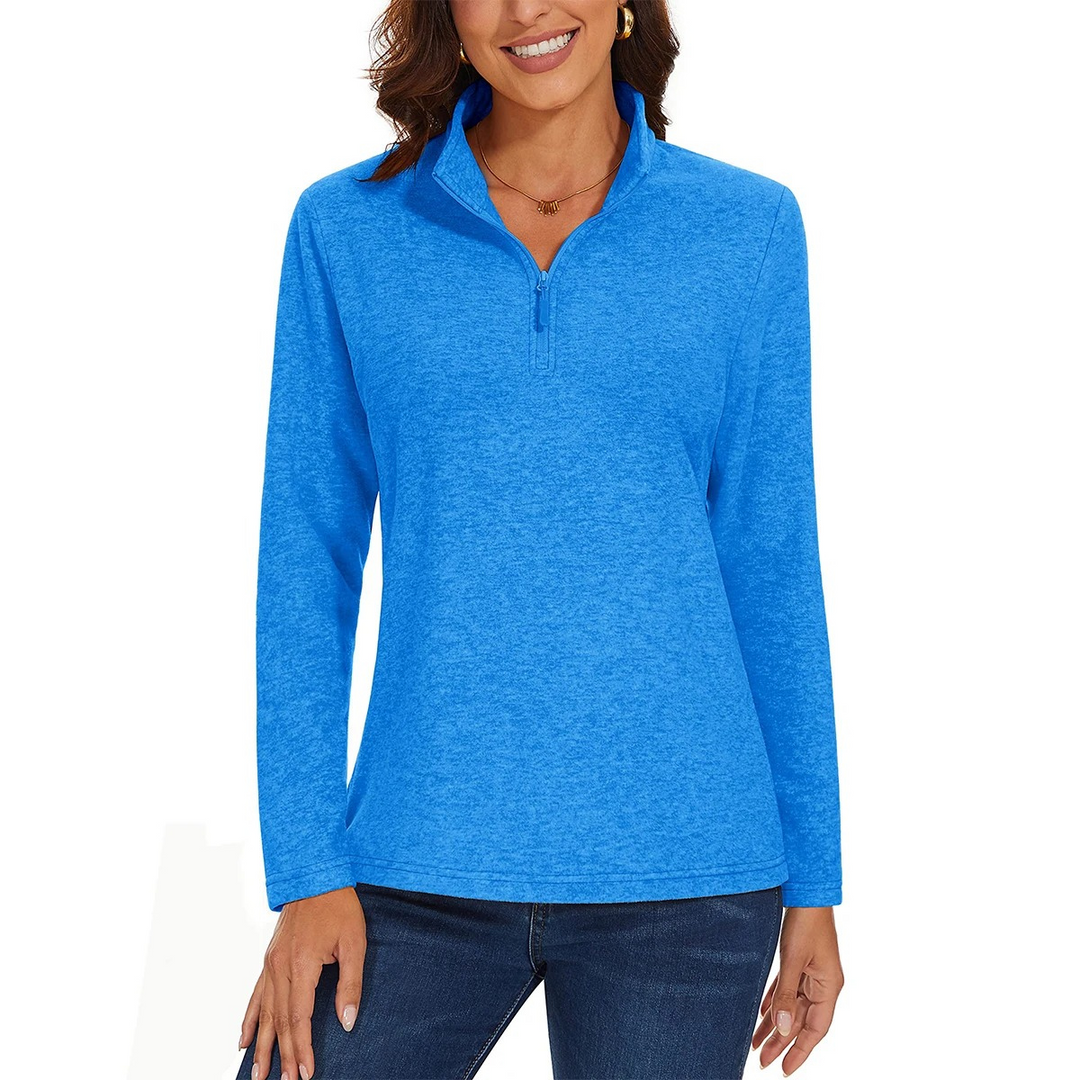 Levoire | Pull femme à fermeture éclair, motif en côtes et confort Bleu