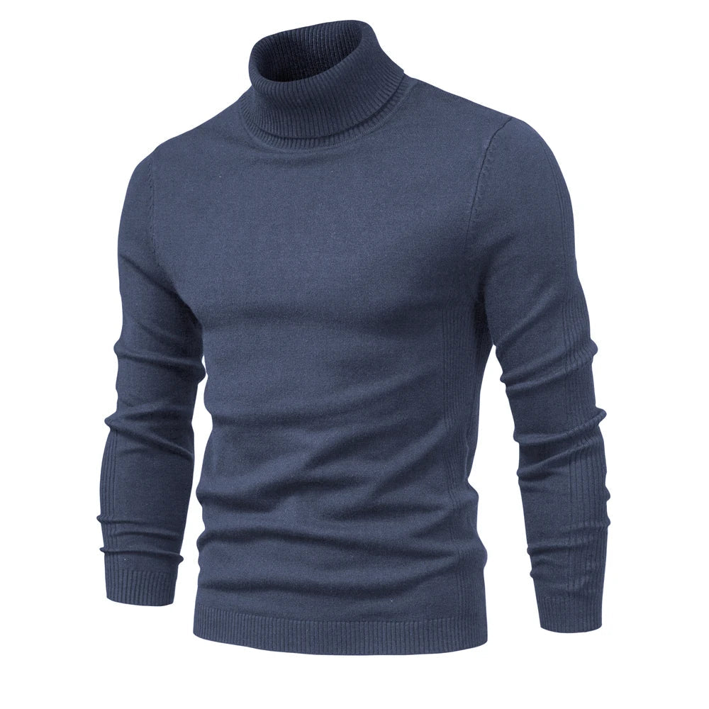 Levoire | Pull À Col Roulé Décontracté Pour Hommes Gris-Bleu