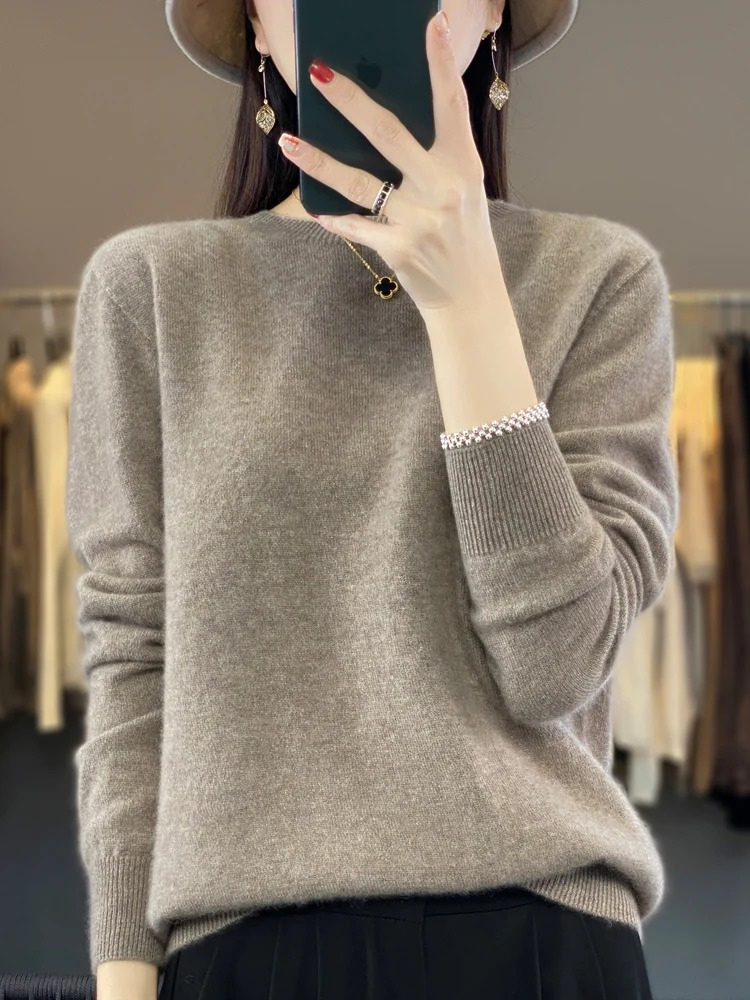 Levoire | Cachemire Tricot Femmes Col Ronde, Doux & Chaud Luxe Hellebrun
