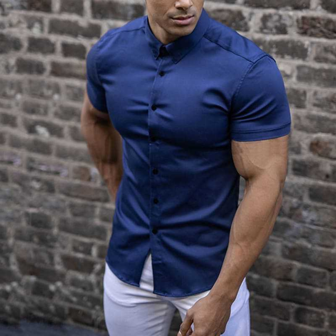 Levoire | Chemise Slim Fit Moderne Hommes Bleu foncé