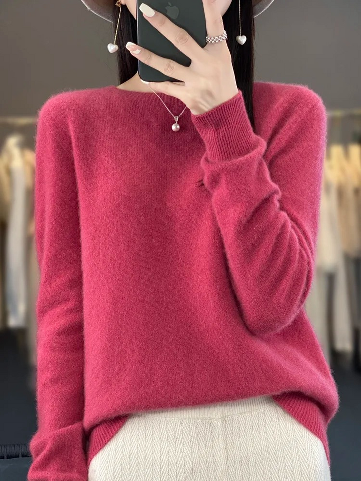 Levoire | Cachemire Pull Femme Col Rond Doux Et Élégant Pull-over Rosa
