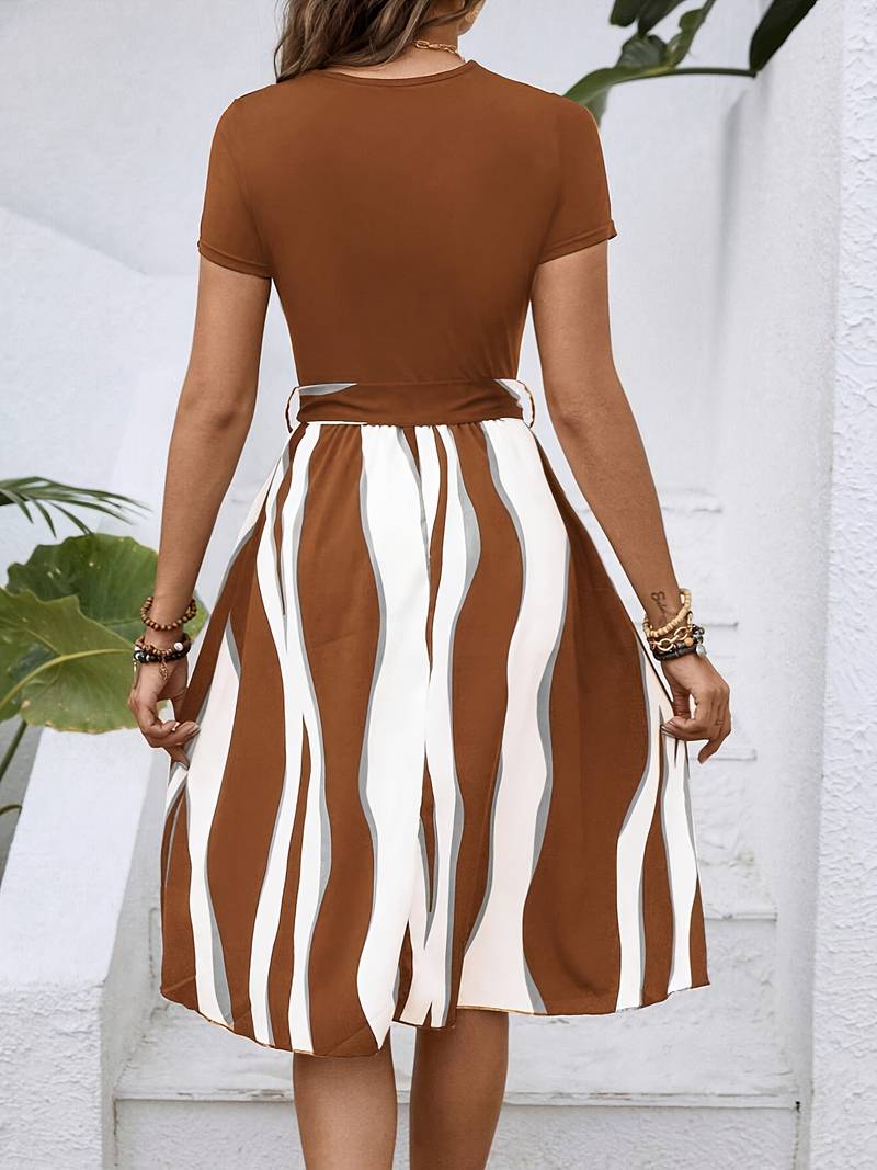 Levoire | Robe Manches Courtes Imprimé Rayé Été