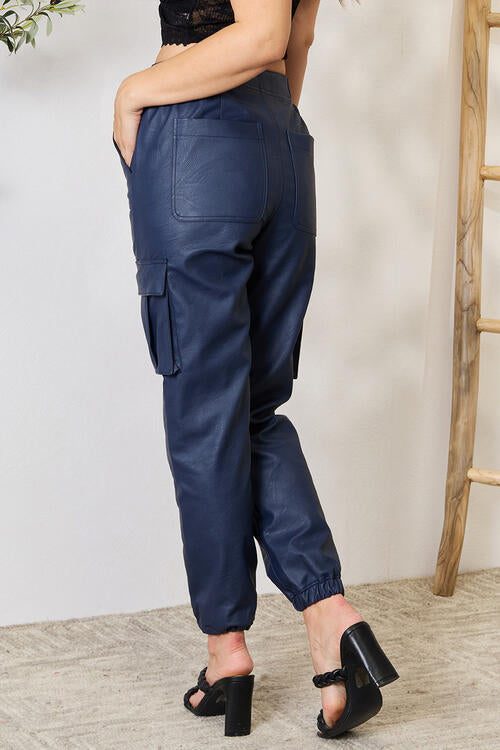 Levoire | Pantalon Cargo Taille Haute En Simili Cuir
