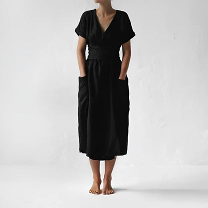 Levoire | Robe en lin élégante Noir (épuisé)