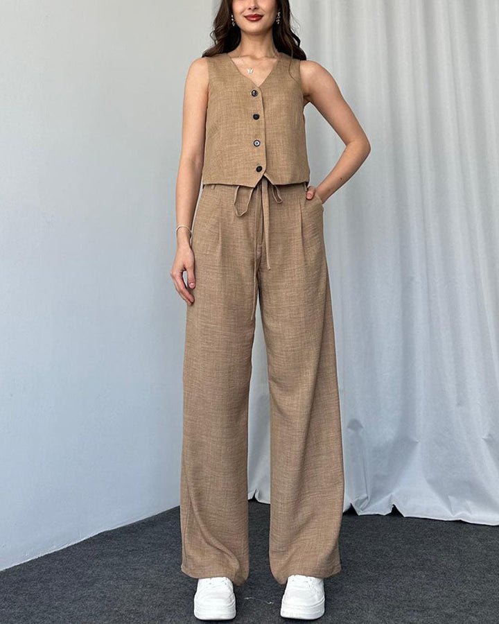 Levoire | Ensemble Sans Manches Avec Pantalon Khaki