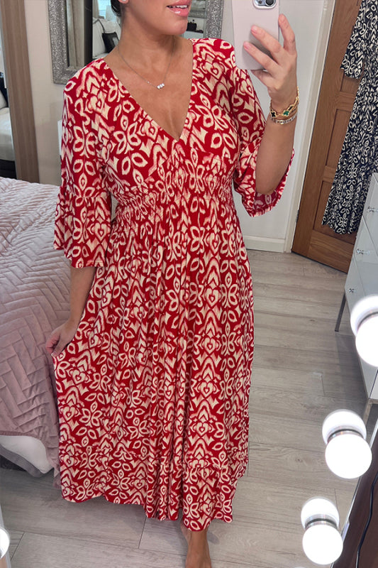 Levoire | Robe bohème avec décolleté en V Rouge