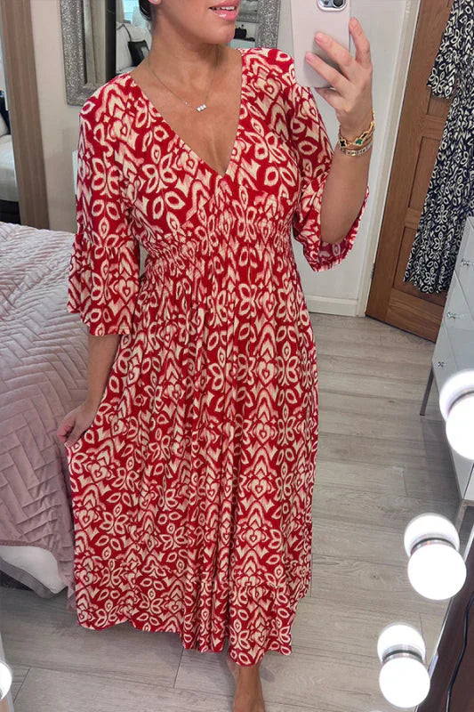 Levoire | Robe Maxi Élégante Avec Détails Subtils Rot