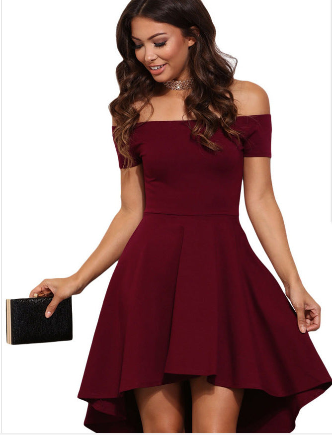 Robe femme à épaules dénudées avec ourlet asymétrique et jupe fluide Levoire