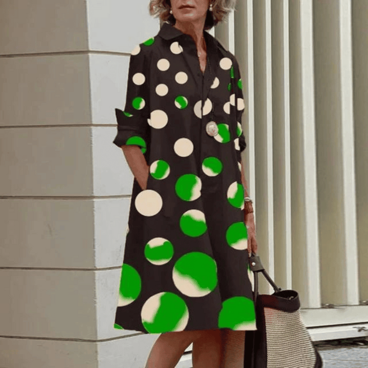 Levoire | Robe Longue Fluide Élégante Géométrique Vert