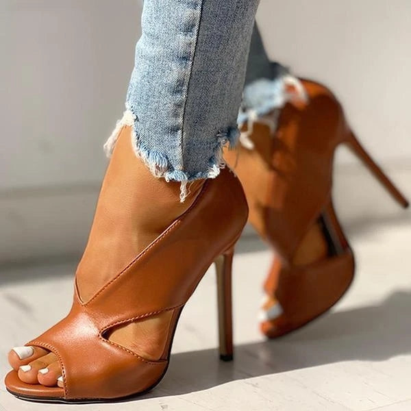 Levoire | Sandales Hautes À Bout Ouvert Pour Femmes Braun