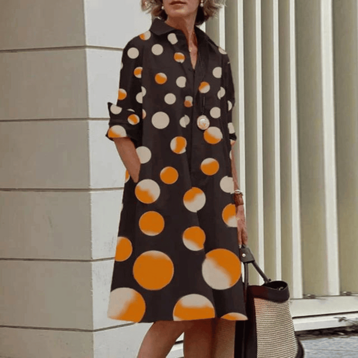 Levoire | Robe Longue Fluide Élégante Orange géométrique
