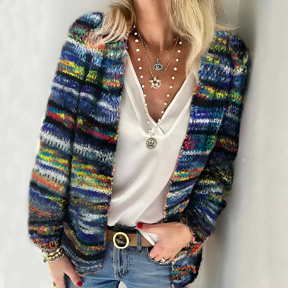 Levoire | Veste Élégante Multicolore Pour Femmes Bleu