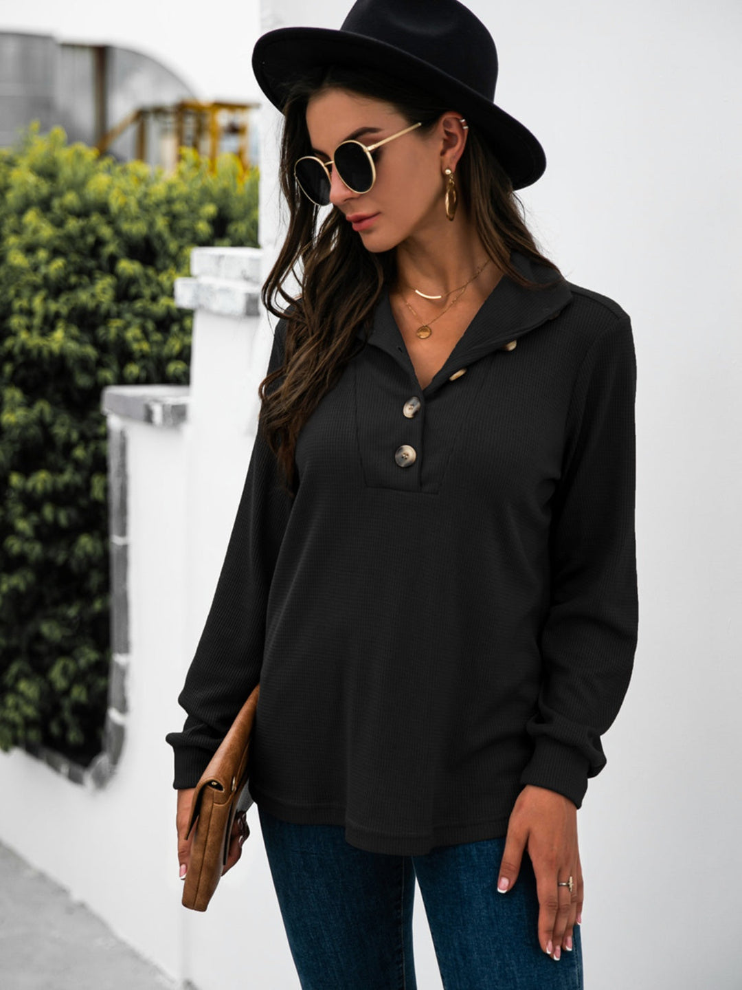 Levoire | Demi-bouton T-shirt à manches longues