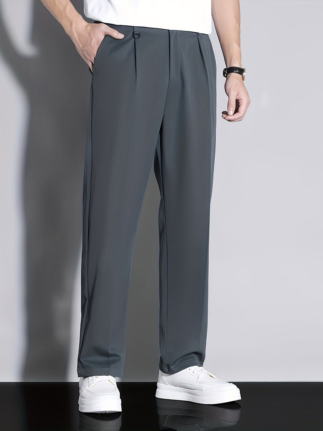 Levoire | Pantalons Pour Hommes Unicolores En Polyester, Tissu Non Extensible Leigraun