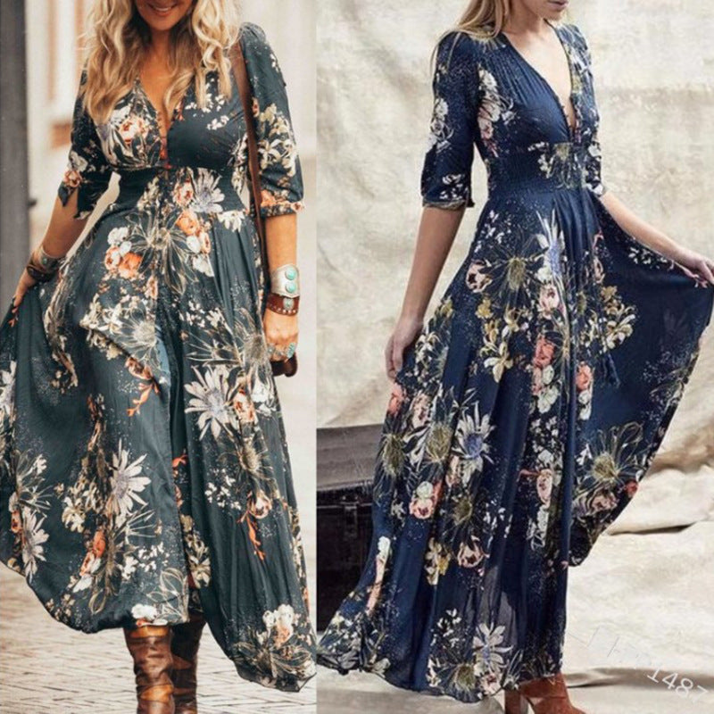 Levoire | Design attrayant avec imprimé en V sexy robe