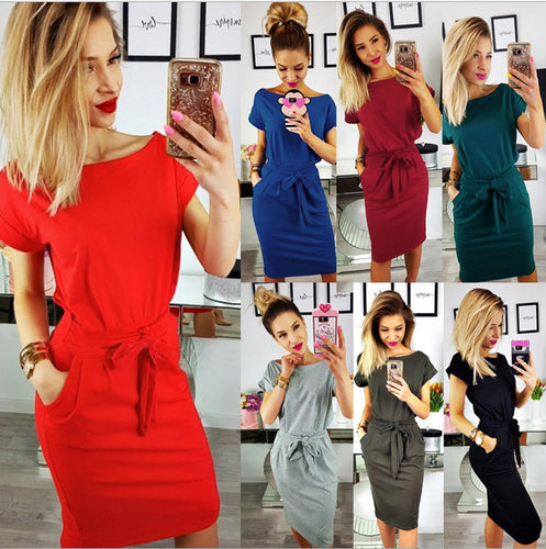 Robe midi femme avec élégante boutonnière et ceinture à nouer Levoire