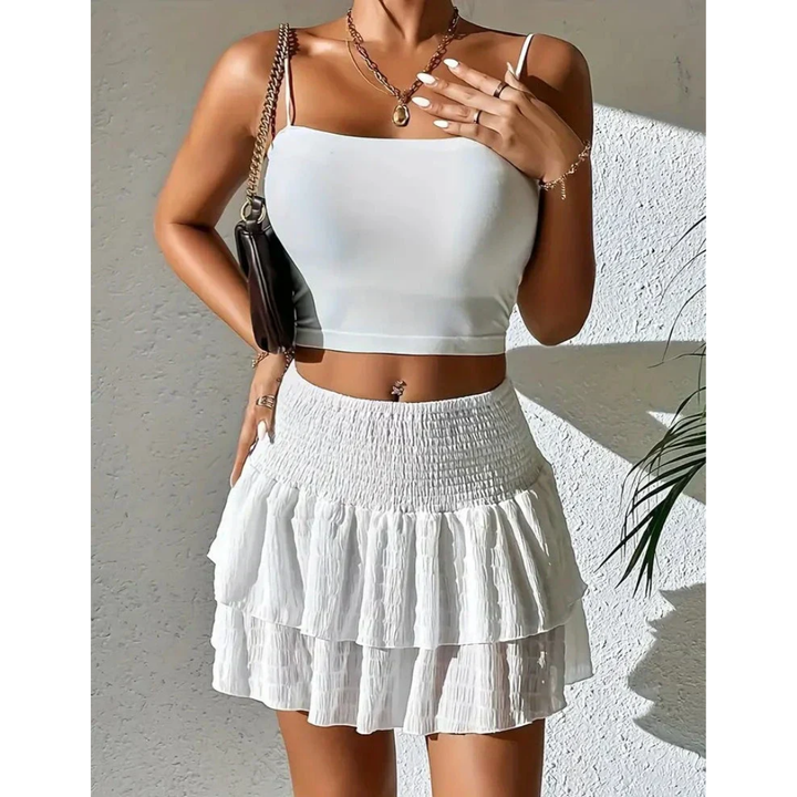 Levoire | Mini jupe d'été pour femmes Blanc