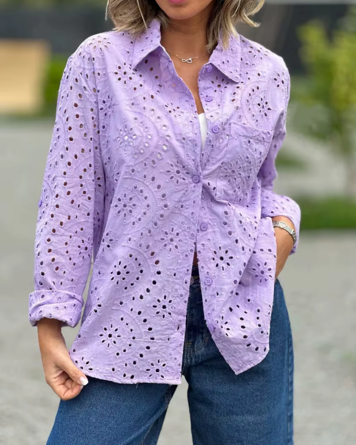 Levoire | Blouse en cotton brodée pour vos journées ensoleillées Lilas