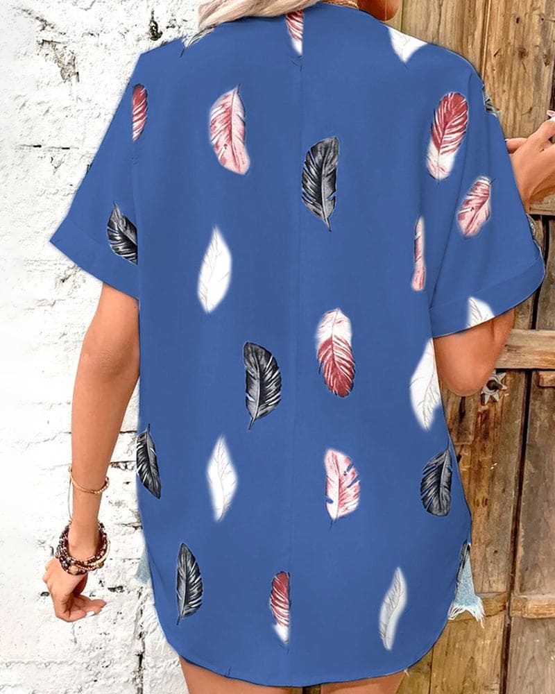 Levoire | Blouse Avec Plumes Et Manches Courtes