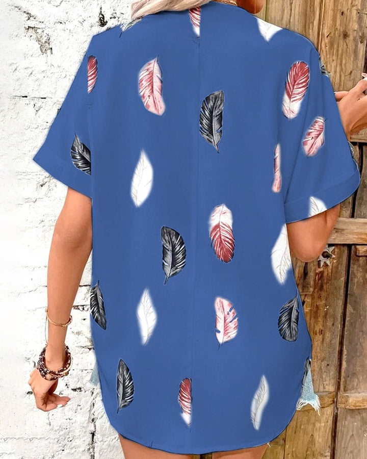 Levoire | Blouse Avec Plumes Et Manches Courtes