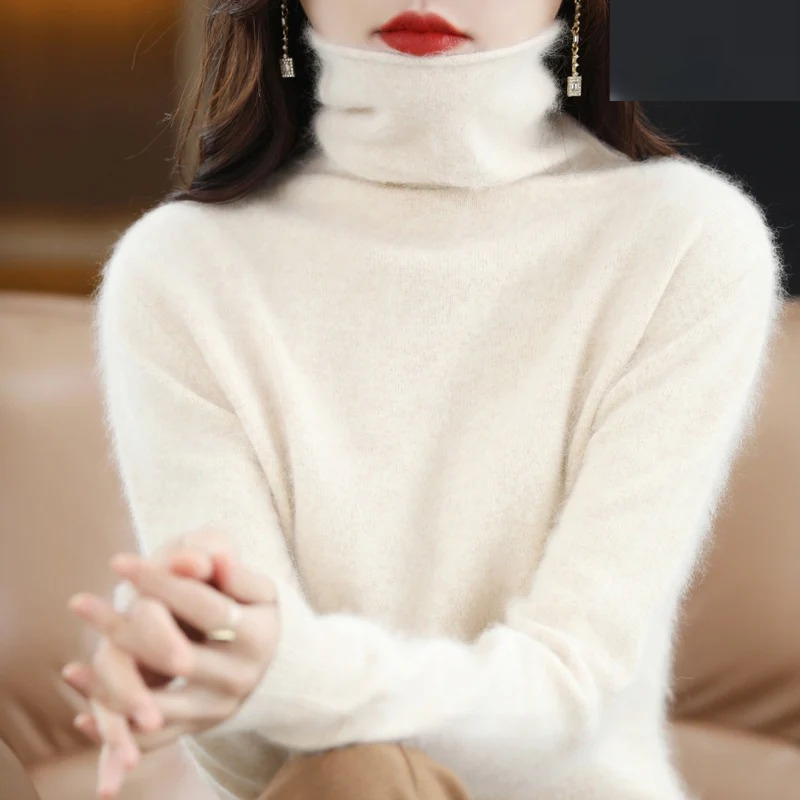 Levoire | Pull à col roulé en cachemire pour femmes Doux pull avec col haut, Design chaud et luxueux Beige