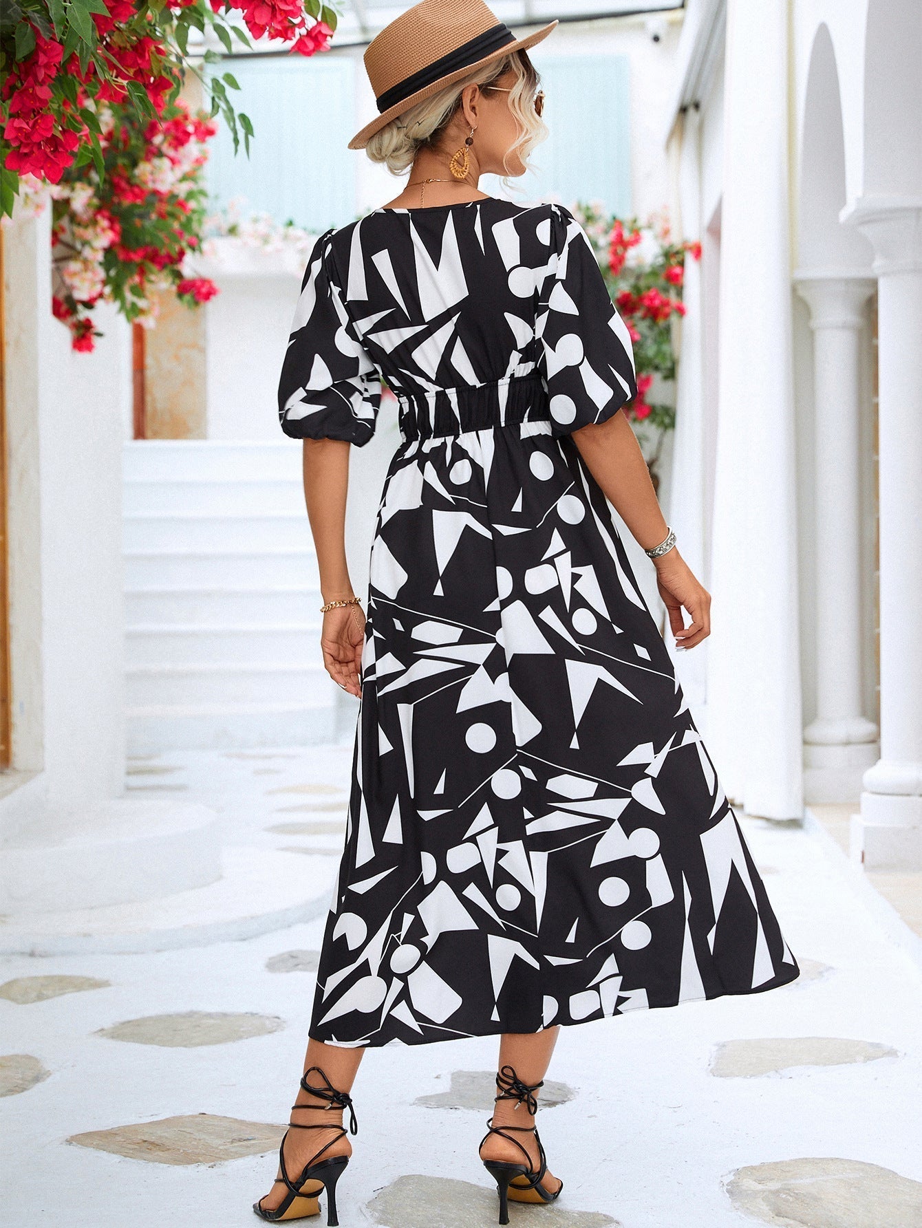 Levoire | Robe Avec Motif Géométrique Et Décolleté En V