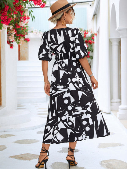 Levoire | Robe Avec Motif Géométrique Et Décolleté En V