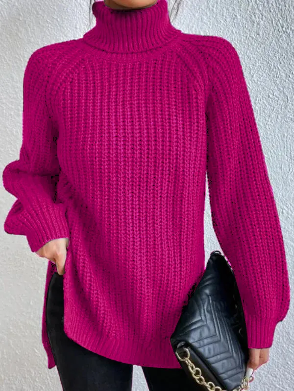 Levoire | Pull Col Roulé Avec Fentes Latérales Idéal Pour Décontracté Et Chic Rosa