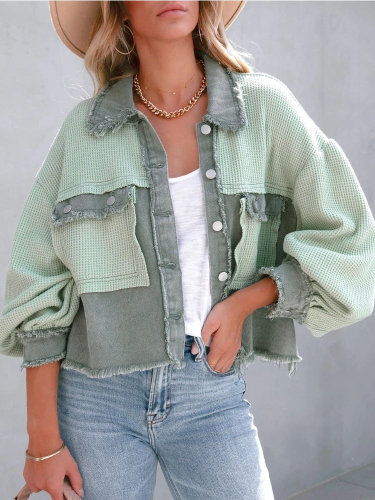 Levoire | Veste Décontractée À Manches Longues Et Boutons Vert