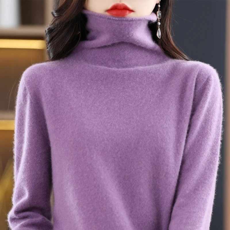 Levoire | Luxe Cachemire Pull Femme Doux Col Montant, Chaud & Élégant Lilas
